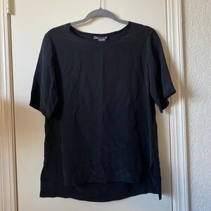 Vince Black Silk Short Sleeve Top Tunic Blouse XS Extra Small